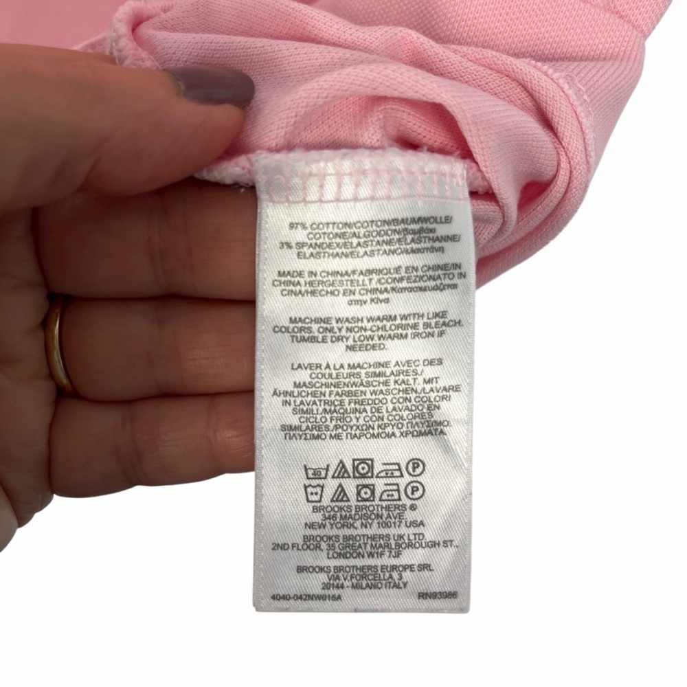 BROOKS BROTHERS Polo Shirt Womens Light Pink Small Cotton Short Sleeve Preppy - Picture 7 of 7